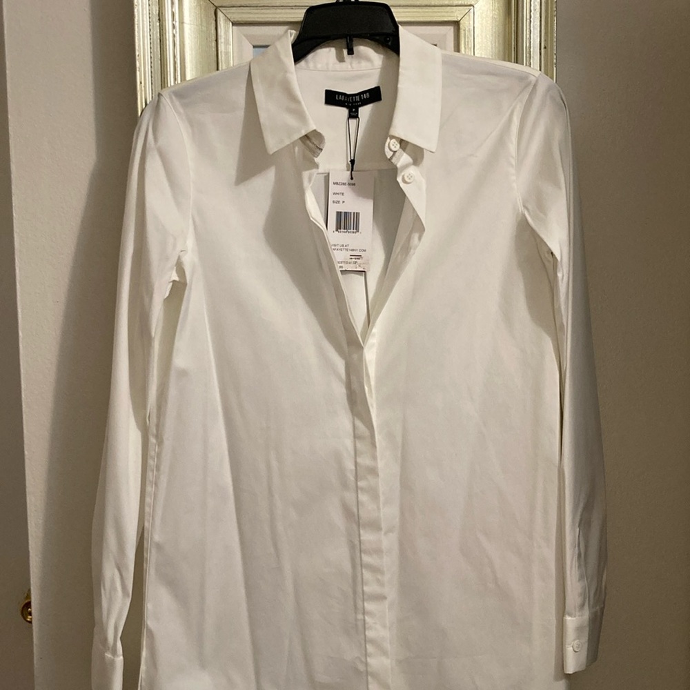 Lafayette 148 New York White Button Down Shirt